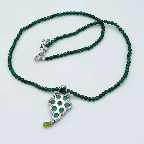Malachite Beads 316 L Stainless Steel 1.75" Pendant 20" Green Quartzite Necklace - Picture 8 of 15